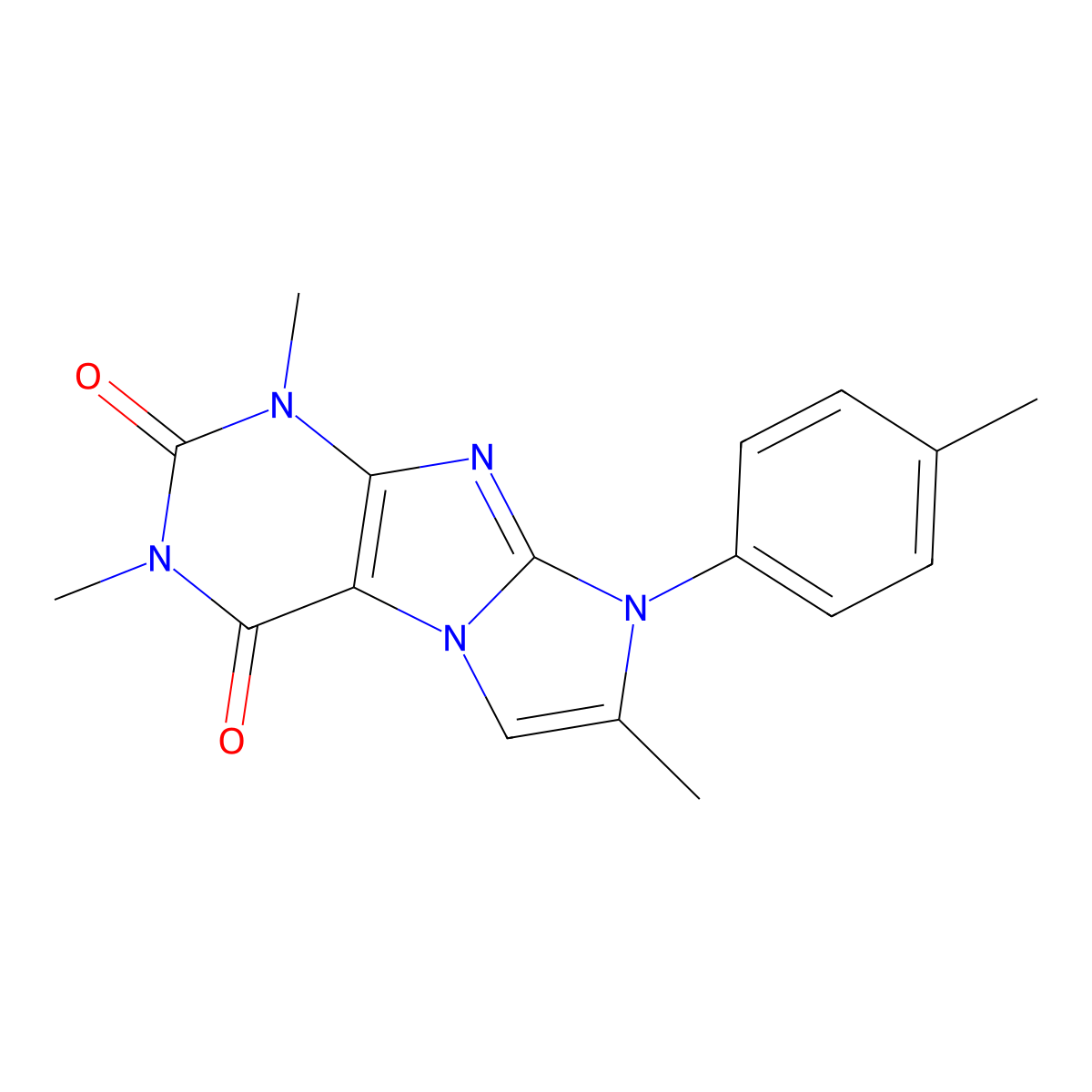 1,3,7-trimethyl-8-(p-tolyl)-1H-imidazo[2,1-f]purine-2,4(3H,8H)-dione molecular structure, CAS 31488-11-6