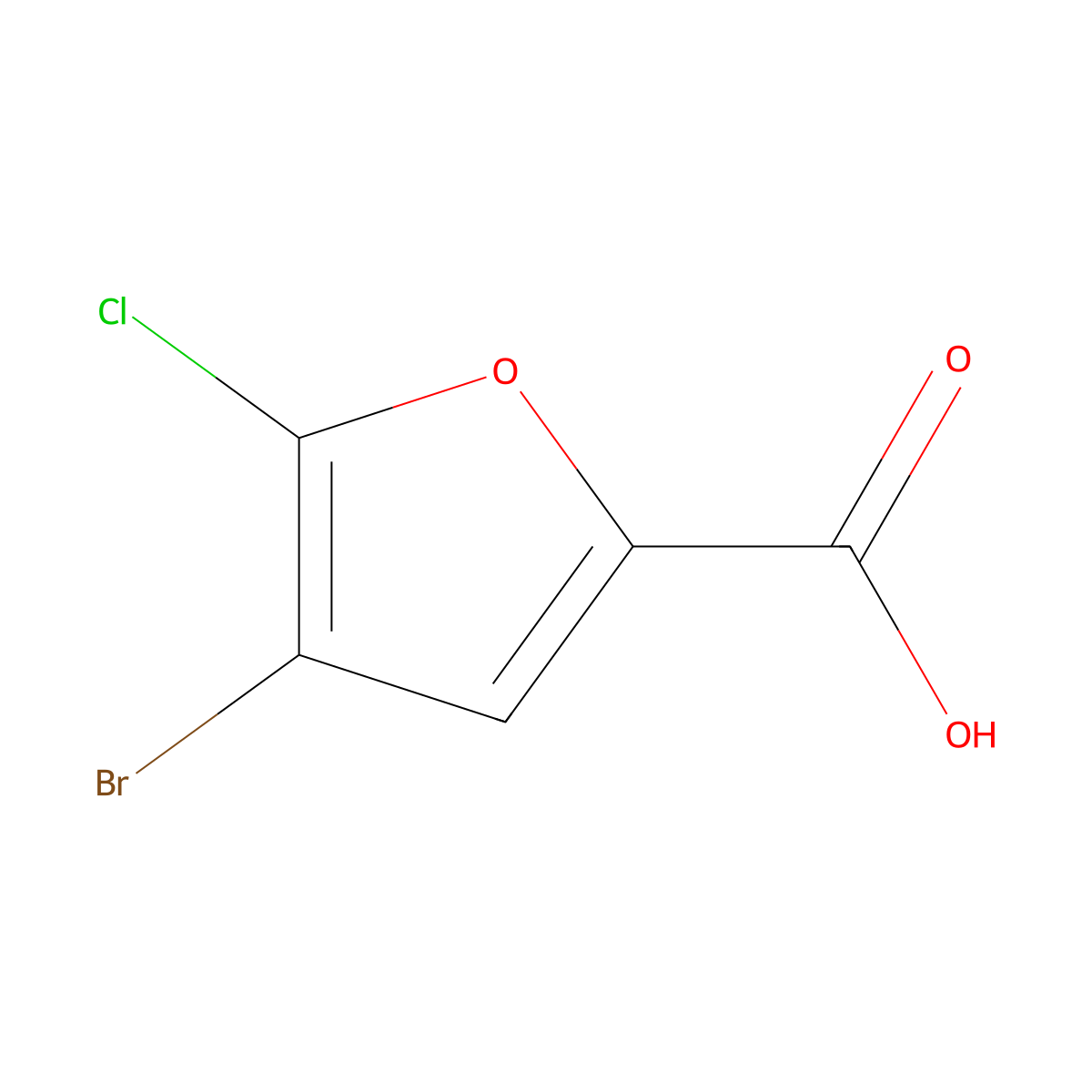 4-Bromo-5-chlorofuran-2-carboxylic acid molecular structure, CAS 31491-40-4