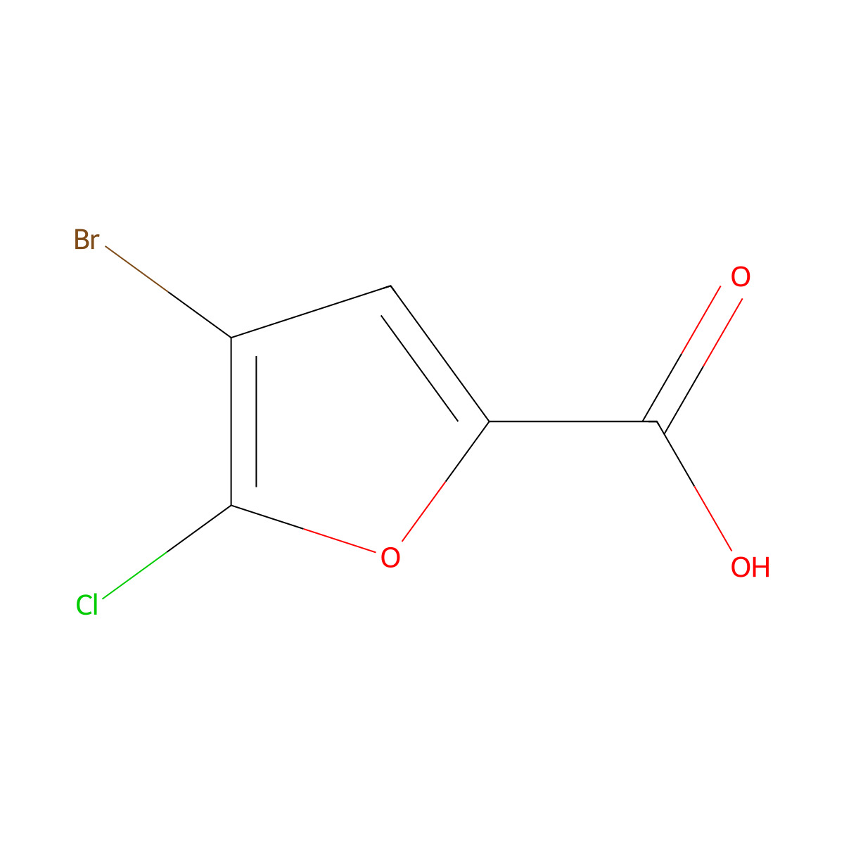 4-Bromo-5-chlorofuran-2-carboxylic acid molecular structure, CAS 31491-40-4
