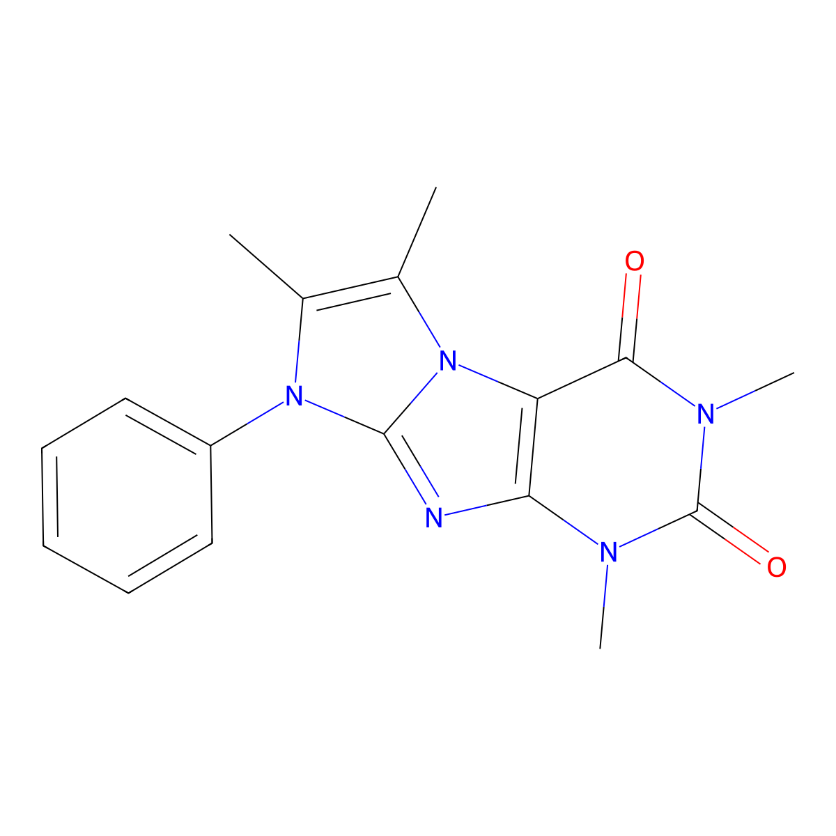 1,3,6,7-tetramethyl-8-phenyl-1H-imidazo[2,1-f]purine-2,4(3H,8H)-dione molecular structure, CAS 31493-88-6