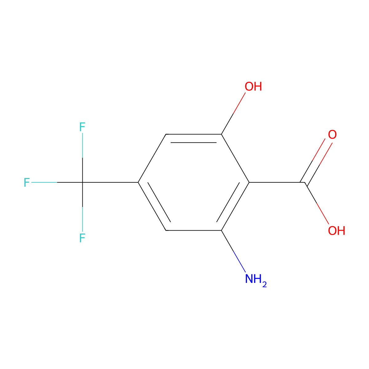 2-Amino-6-hydroxy-4-(trifluoromethyl)benzoic acid molecular structure, CAS 315-15-1