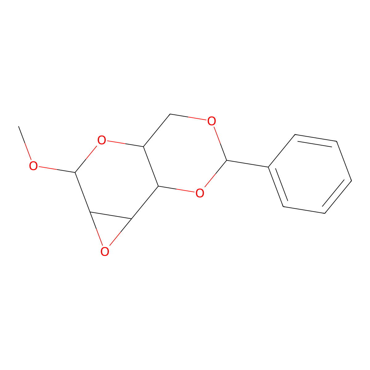 Methyl 2,3-anhydro-4,6-O-(phenylmethylene)-alpha-D-allopyranoside molecular structure, CAS 3150-15-0