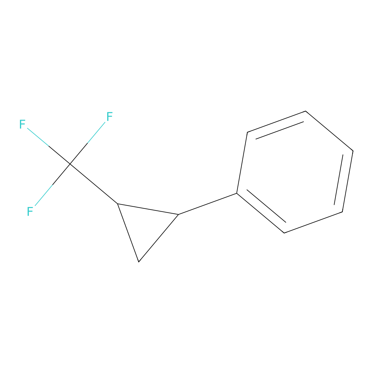 (+/-)-(Trans-2-(trifluoromethyl)cyclopropyl)benzene molecular structure, CAS 31501-91-4