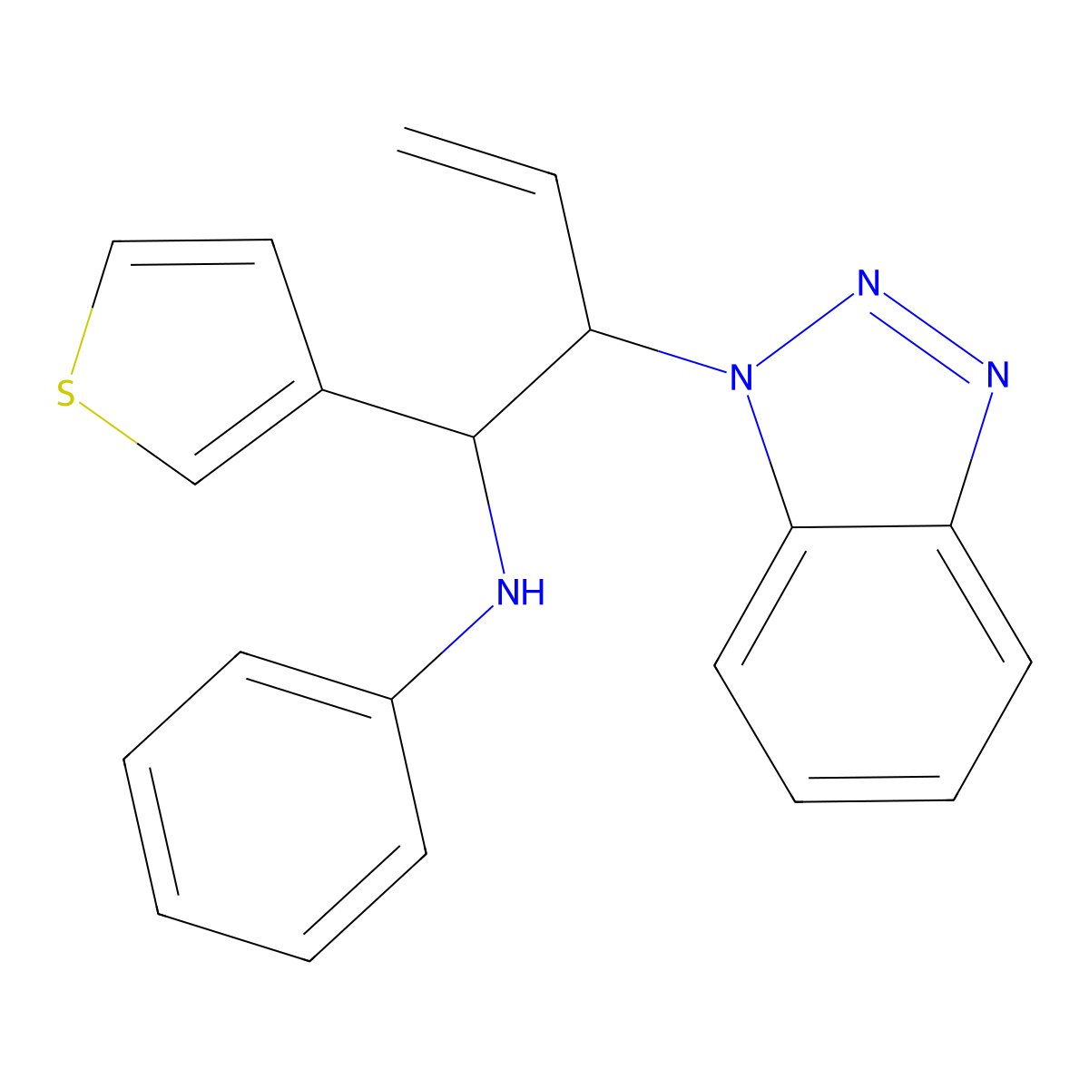N-[2-(1H-1,2,3-Benzotriazol-1-yl)-1-(thiophen-3-yl)but-3-en-1-yl]aniline molecular structure, CAS 315179-66-9