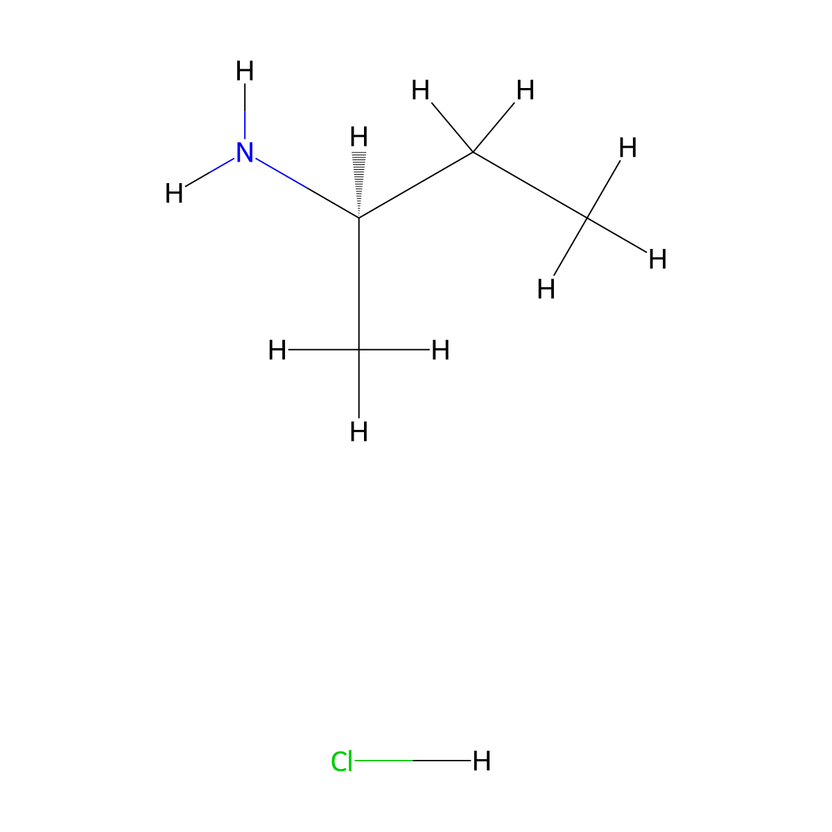 (2R)-butan-2-amine hydrochloride molecular structure, CAS 31519-51-4