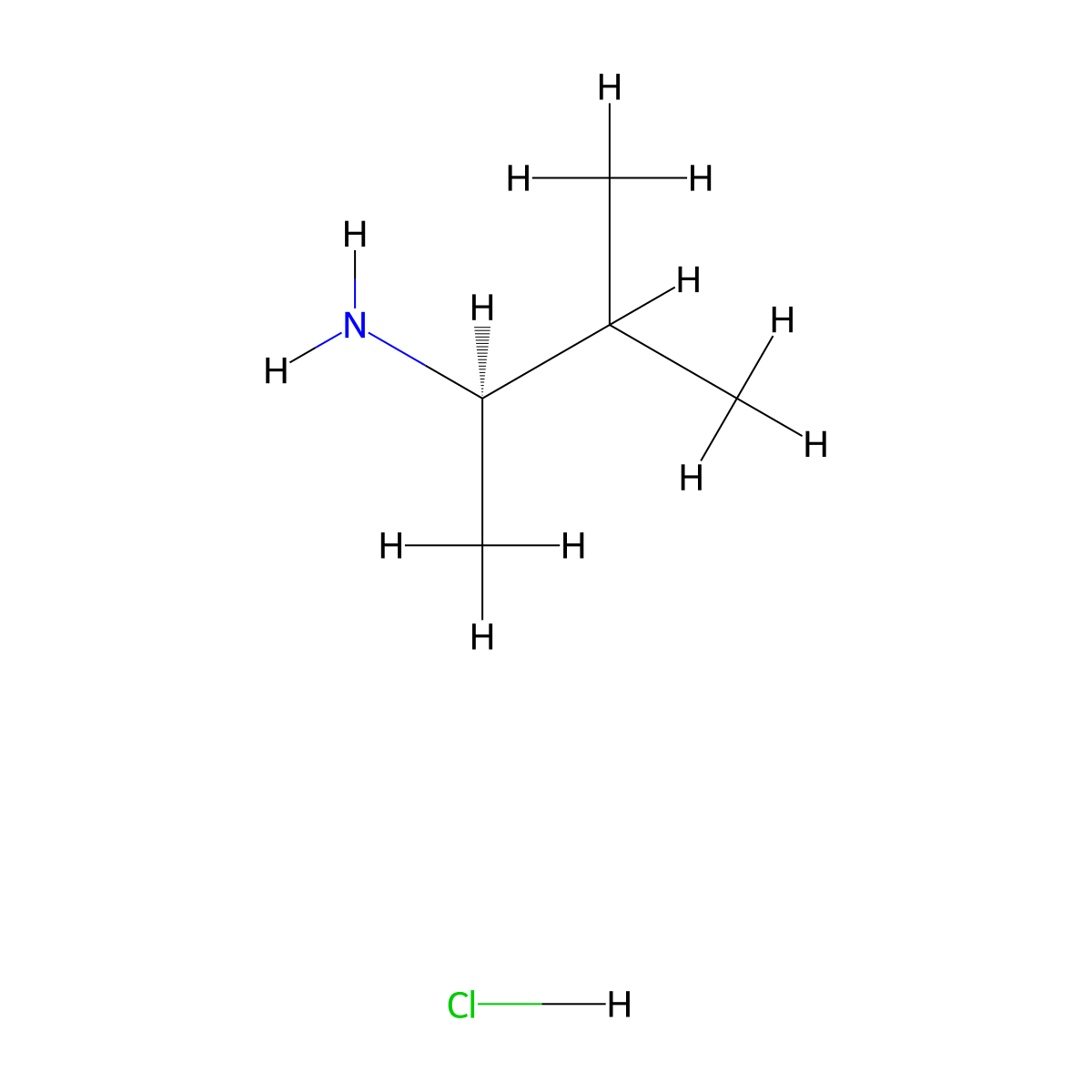 (2R)-3-methylbutan-2-amine hydrochloride molecular structure, CAS 31519-52-5