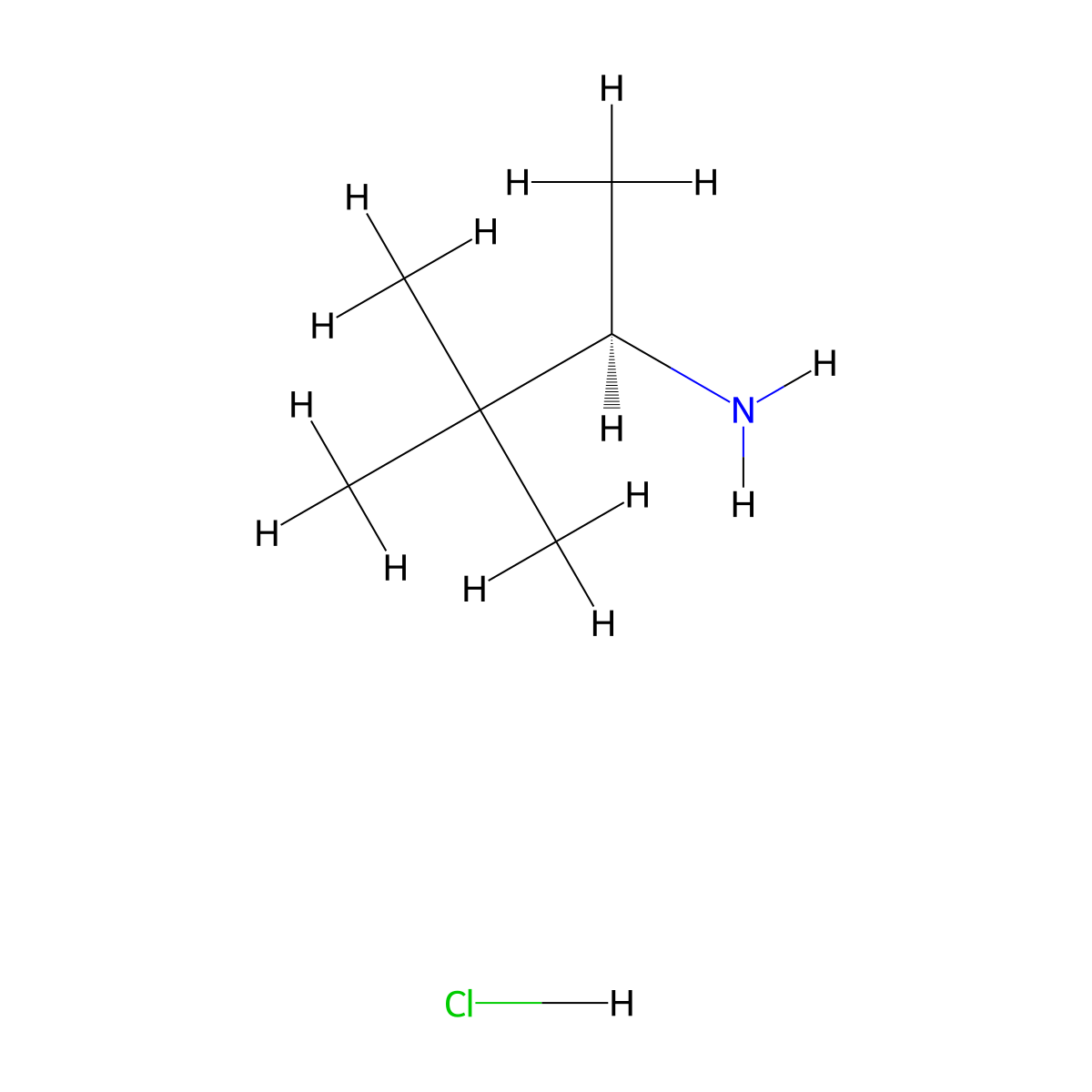 (2R)-3,3-dimethylbutan-2-amine hydrochloride molecular structure, CAS 31519-54-7