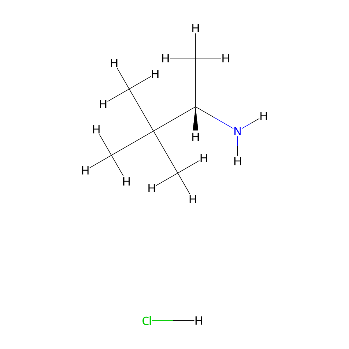 (S)-3,3-Dimethylbutan-2-amine hydrochloride molecular structure, CAS 31519-55-8