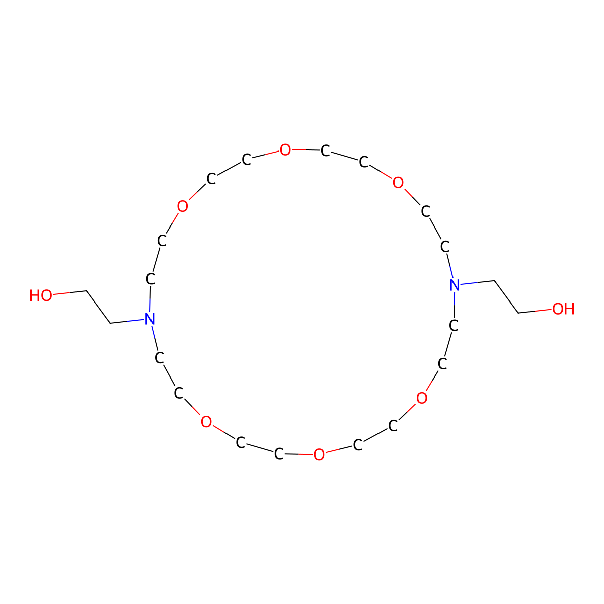 2,2'-(1,4,7,13,16,19-Hexaoxa-10,22-diazacyclotetracosane-10,22-diyl)diethanol molecular structure, CAS 315194-91-3