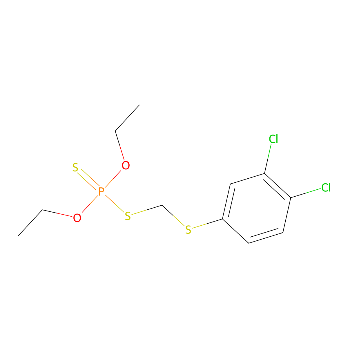 Phosphorodithioic acid, (((3,4-dichlorophenyl)thio)methyl) O,O-diethyl ester molecular structure, CAS 3152-41-8