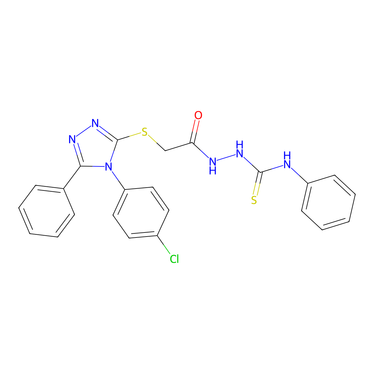 1-[[2-[[4-(4-Chlorophenyl)-5-phenyl-1,2,4-triazol-3-yl]thio]-1-oxoethyl]amino]-3-phenylthiourea molecular structure, CAS 315200-52-3