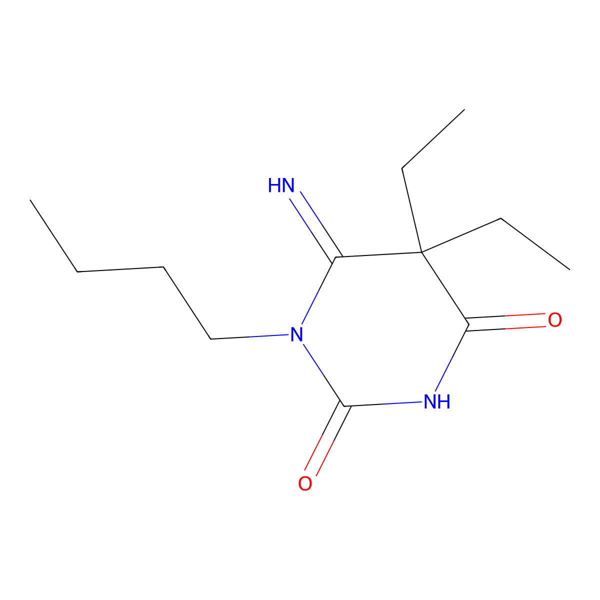 1-Butyl-5,5-diethyl-6-imino-1,3-diazinane-2,4-dione molecular structure, CAS 315207-54-6
