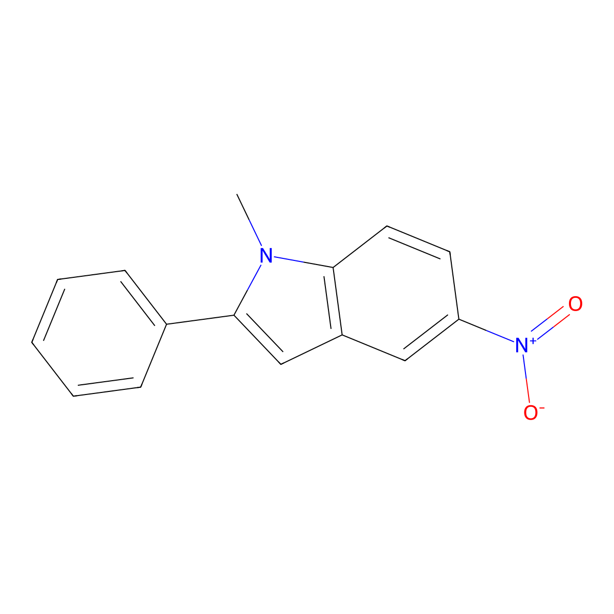 1-methyl-5-nitro-2-phenyl-1H-indole molecular structure, CAS 31521-56-9