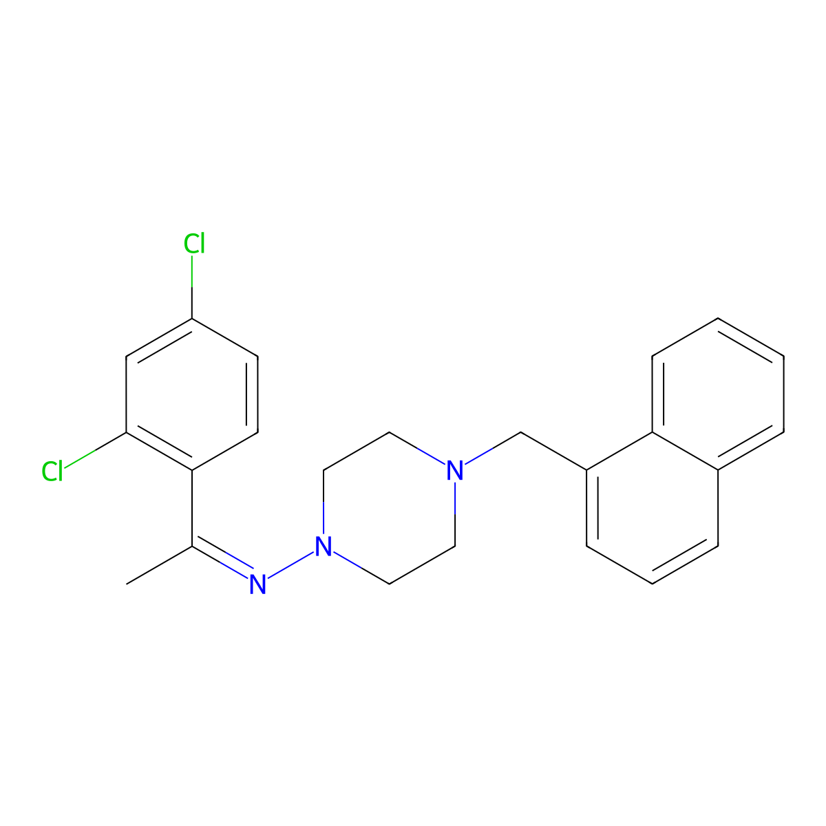 N-(1-(2,4-Dichlorophenyl)ethylidene)-4-(1-naphthylmethyl)-1-piperazinamine molecular structure, CAS 315224-65-8