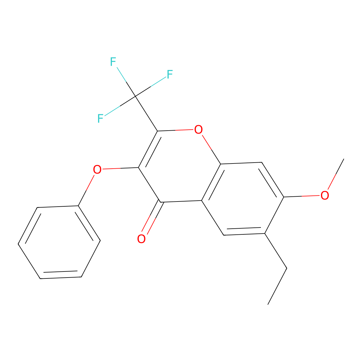 6-ethyl-7-methoxy-3-phenoxy-2-(trifluoromethyl)-4H-chromen-4-one molecular structure, CAS 315232-98-5