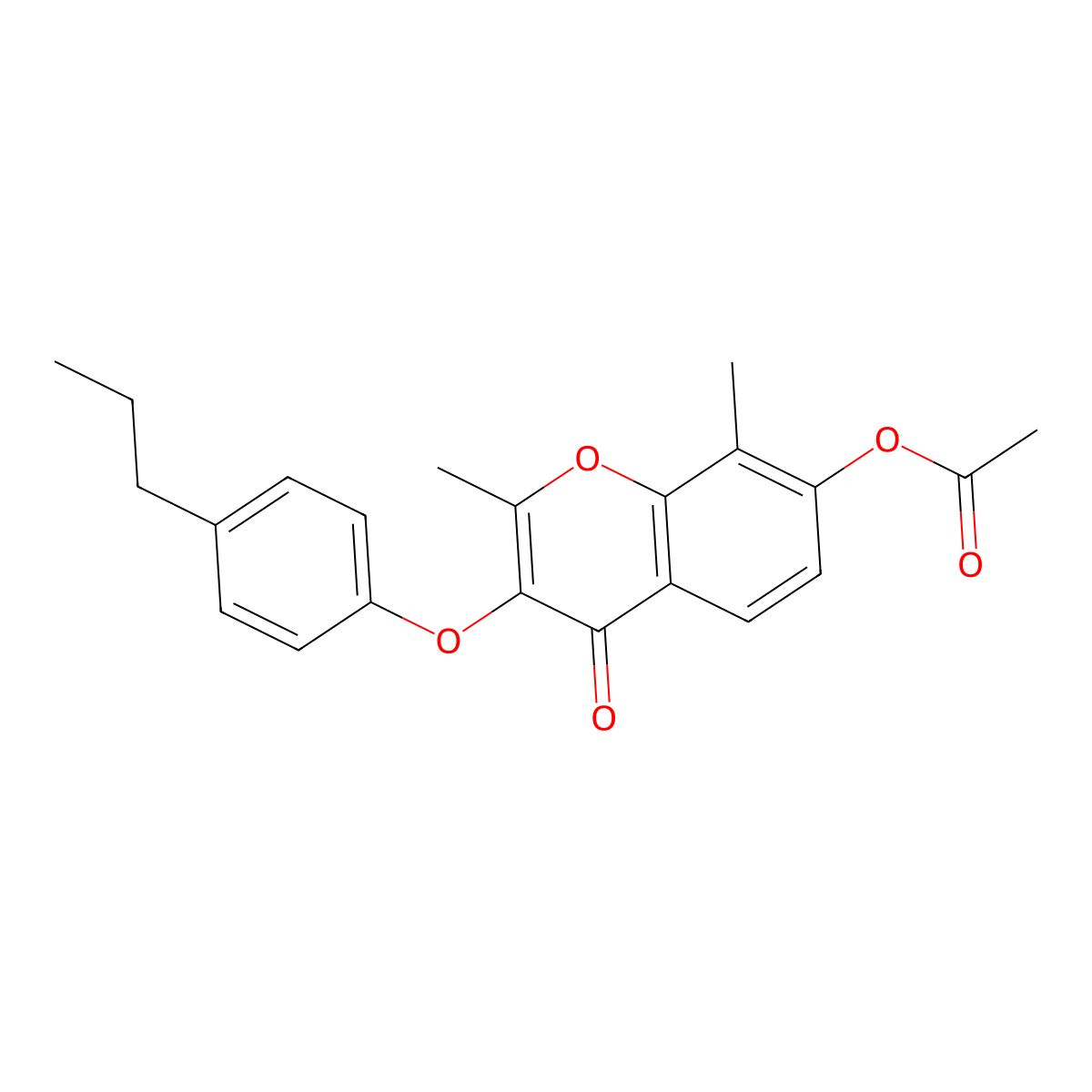 [2,8-Dimethyl-4-oxo-3-(4-propylphenoxy)chromen-7-yl] acetate molecular structure, CAS 315233-14-8