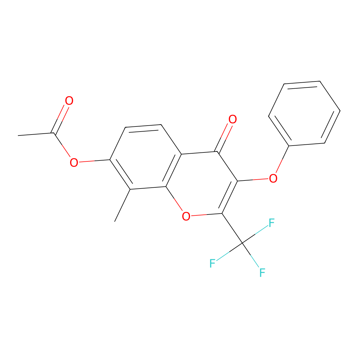 8-methyl-4-oxo-3-phenoxy-2-(trifluoromethyl)-4H-chromen-7-yl acetate molecular structure, CAS 315233-51-3