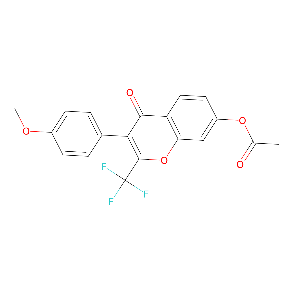 3-(4-methoxyphenyl)-4-oxo-2-(trifluoromethyl)-4H-chromen-7-yl acetate molecular structure, CAS 315233-64-8