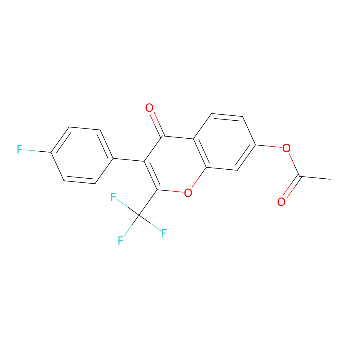 3-(4-fluorophenyl)-4-oxo-2-(trifluoromethyl)-4H-chromen-7-yl acetate molecular structure, CAS 315233-73-9
