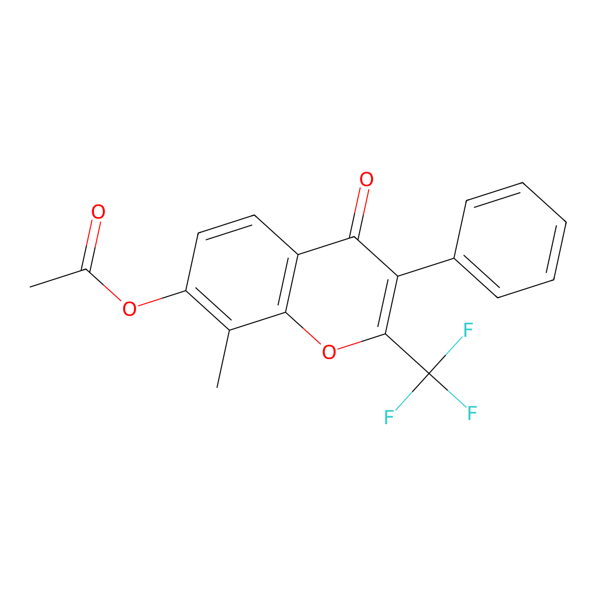 8-methyl-4-oxo-3-phenyl-2-(trifluoromethyl)-4H-chromen-7-yl acetate molecular structure, CAS 315233-77-3