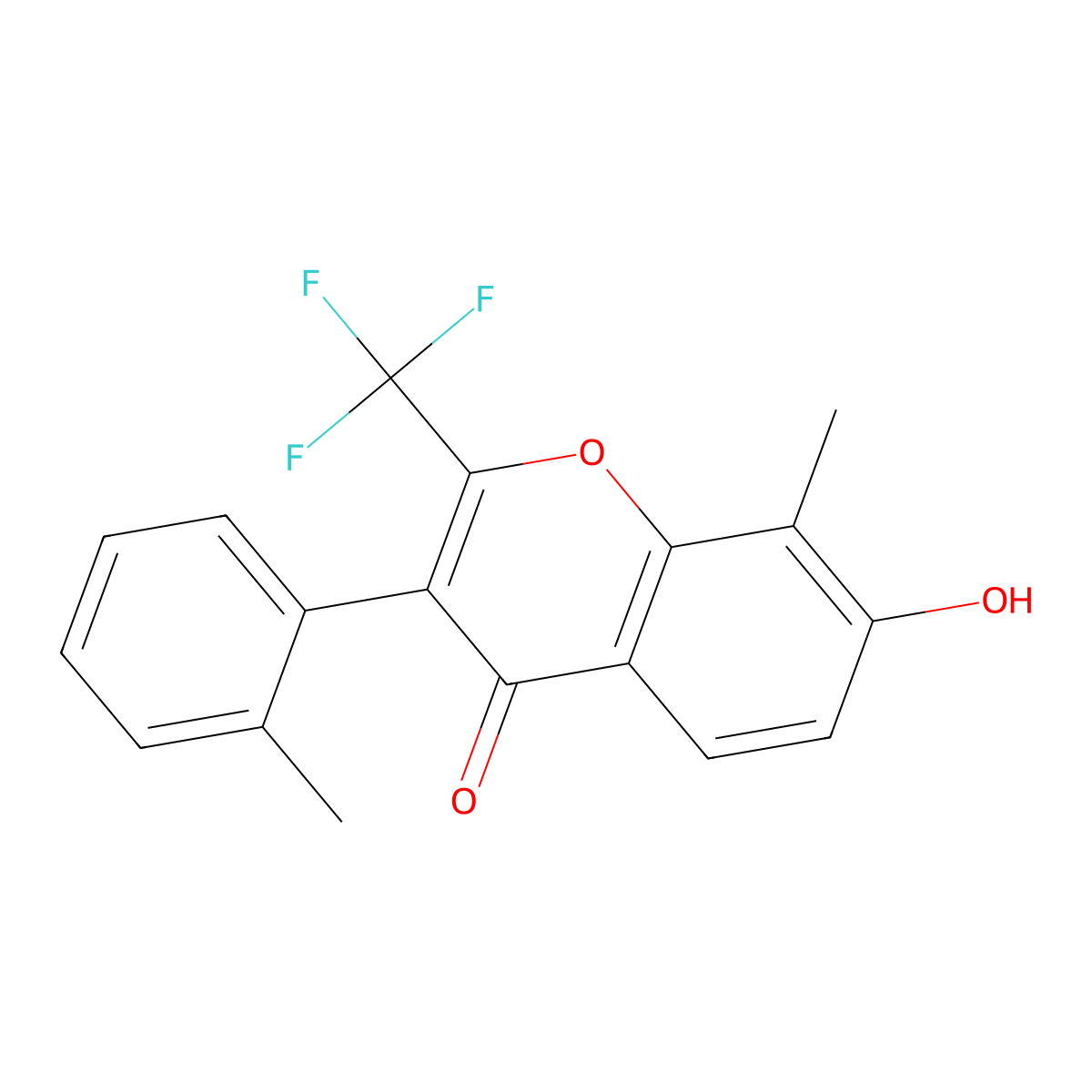 7-hydroxy-8-methyl-3-(2-methylphenyl)-2-(trifluoromethyl)-4H-chromen-4-one molecular structure, CAS 315233-79-5