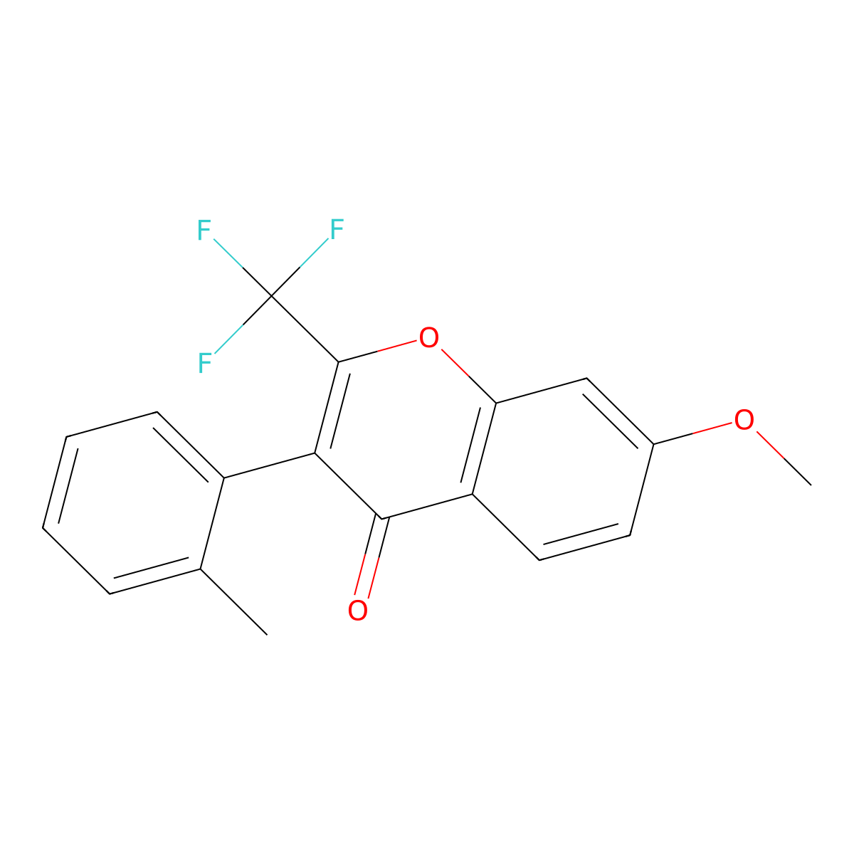 7-methoxy-3-(2-methylphenyl)-2-(trifluoromethyl)-4H-chromen-4-one molecular structure, CAS 315233-88-6