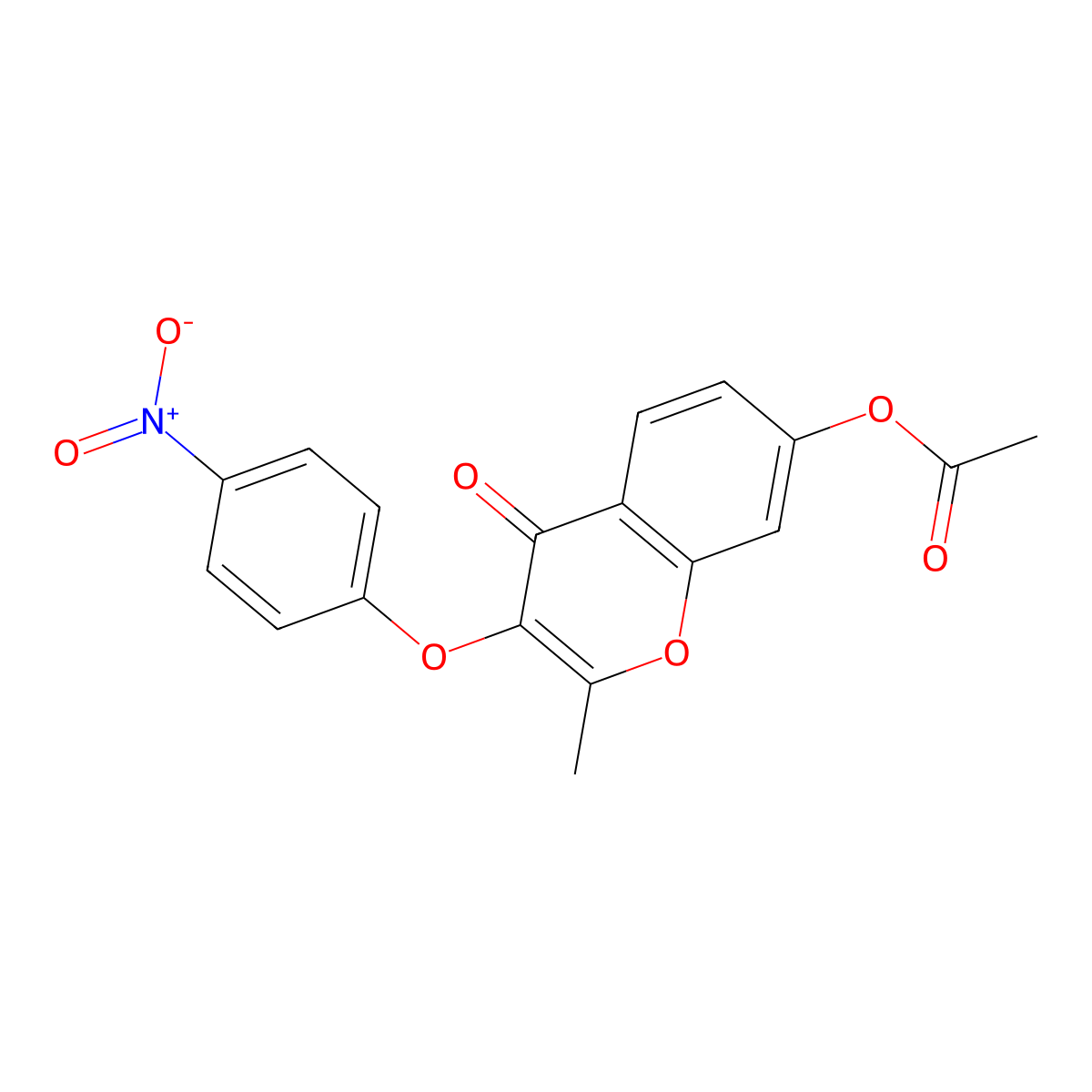 2-methyl-3-(4-nitrophenoxy)-4-oxo-4H-chromen-7-yl acetate molecular structure, CAS 315233-90-0