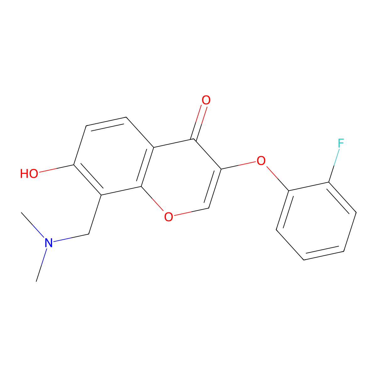 8-((dimethylamino)methyl)-3-(2-fluorophenoxy)-7-hydroxy-4H-chromen-4-one molecular structure, CAS 315234-59-4