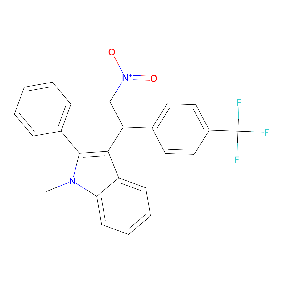 1-methyl-3-{2-nitro-1-[4-(trifluoromethyl)phenyl]ethyl}-2-phenyl-1H-indole molecular structure, CAS 315234-70-9