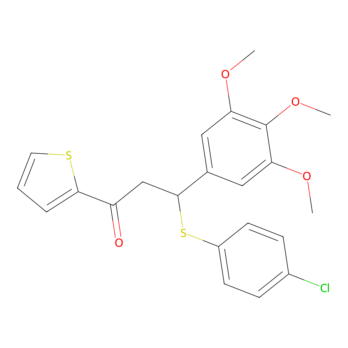3-[(4-Chlorophenyl)sulfanyl]-1-(thiophen-2-yl)-3-(3,4,5-trimethoxyphenyl)propan-1-one molecular structure, CAS 315234-73-2