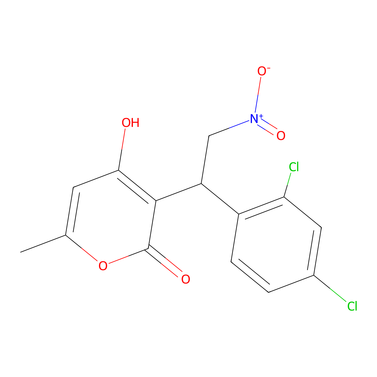 3-[1-(2,4-dichlorophenyl)-2-nitroethyl]-4-hydroxy-6-methyl-2H-pyran-2-one molecular structure, CAS 315234-76-5