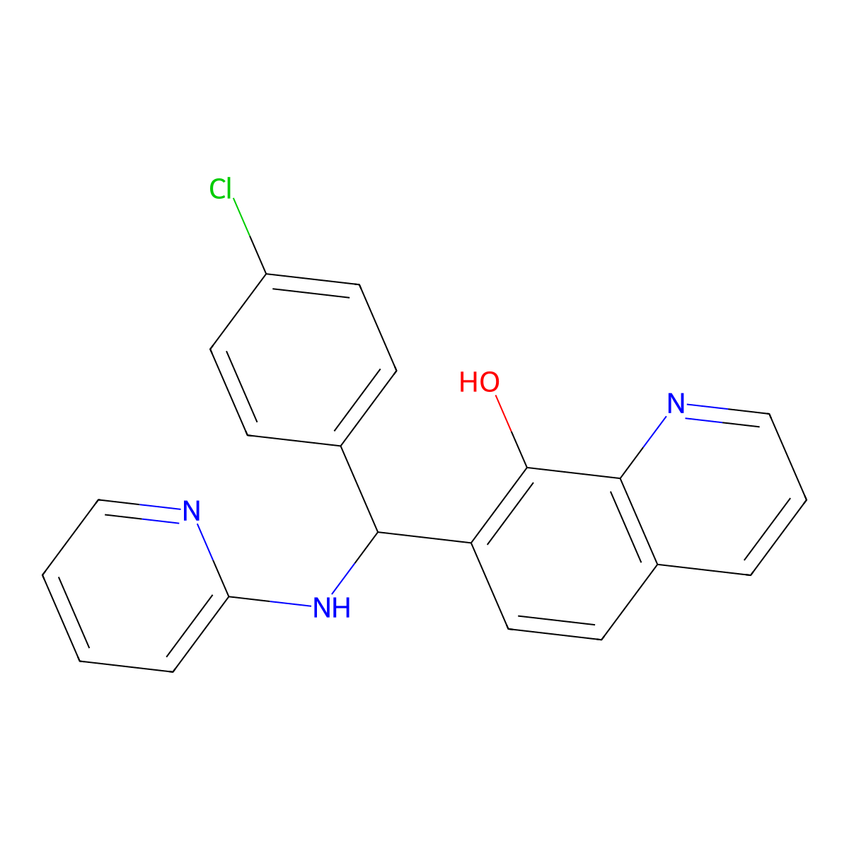 7-[(4-Chlorophenyl)-(pyridin-2-ylamino)methyl]quinolin-8-ol molecular structure, CAS 315234-77-6