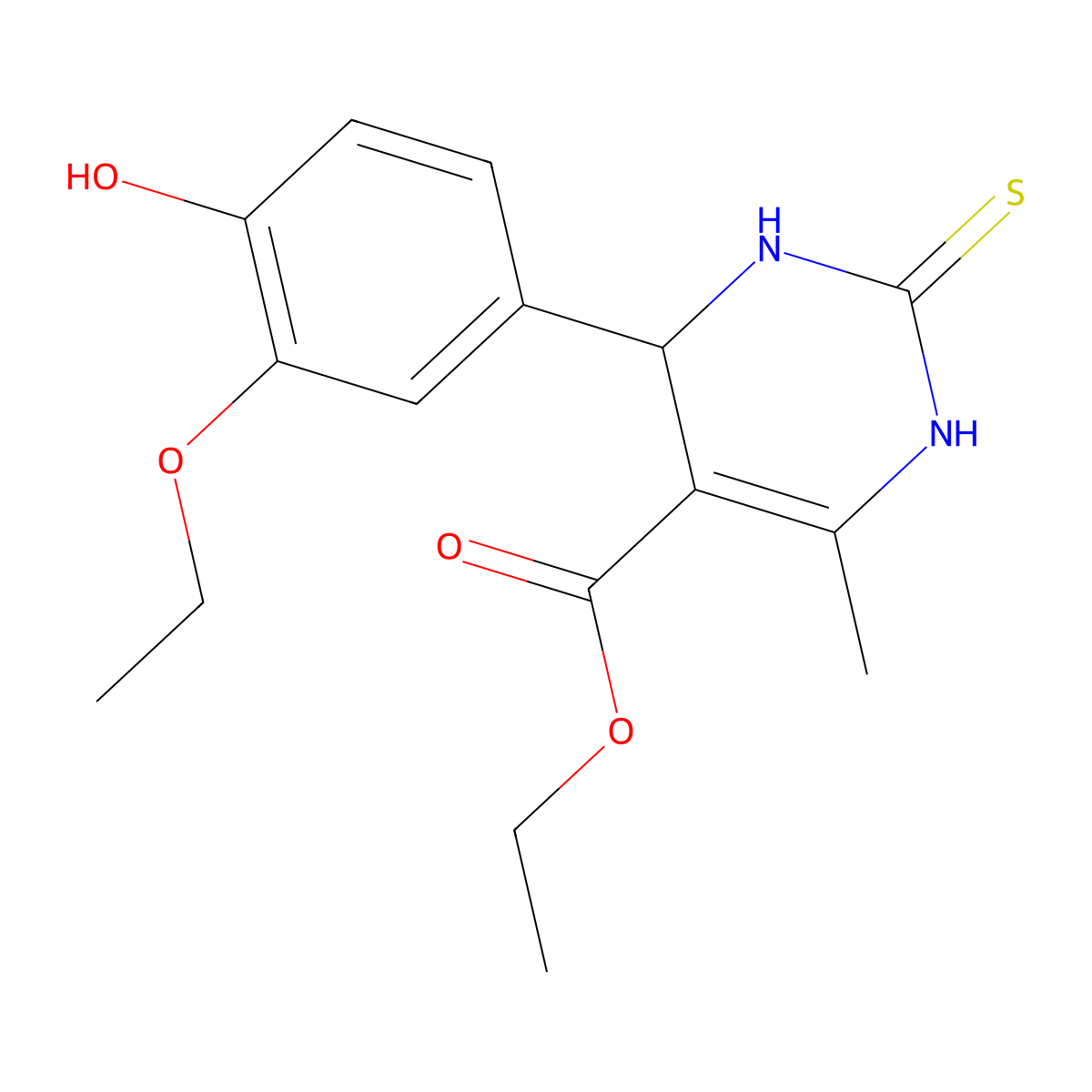 Ethyl 4-(3-ethoxy-4-hydroxyphenyl)-6-methyl-2-thioxo-1,2,3,4-tetrahydropyrimidine-5-carboxylate molecular structure, CAS 315234-80-1