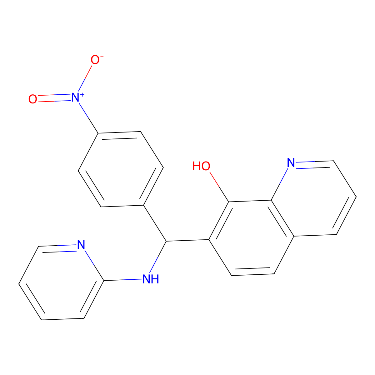 7-((4-Nitrophenyl)(pyridin-2-ylamino)methyl)quinolin-8-ol molecular structure, CAS 315234-83-4