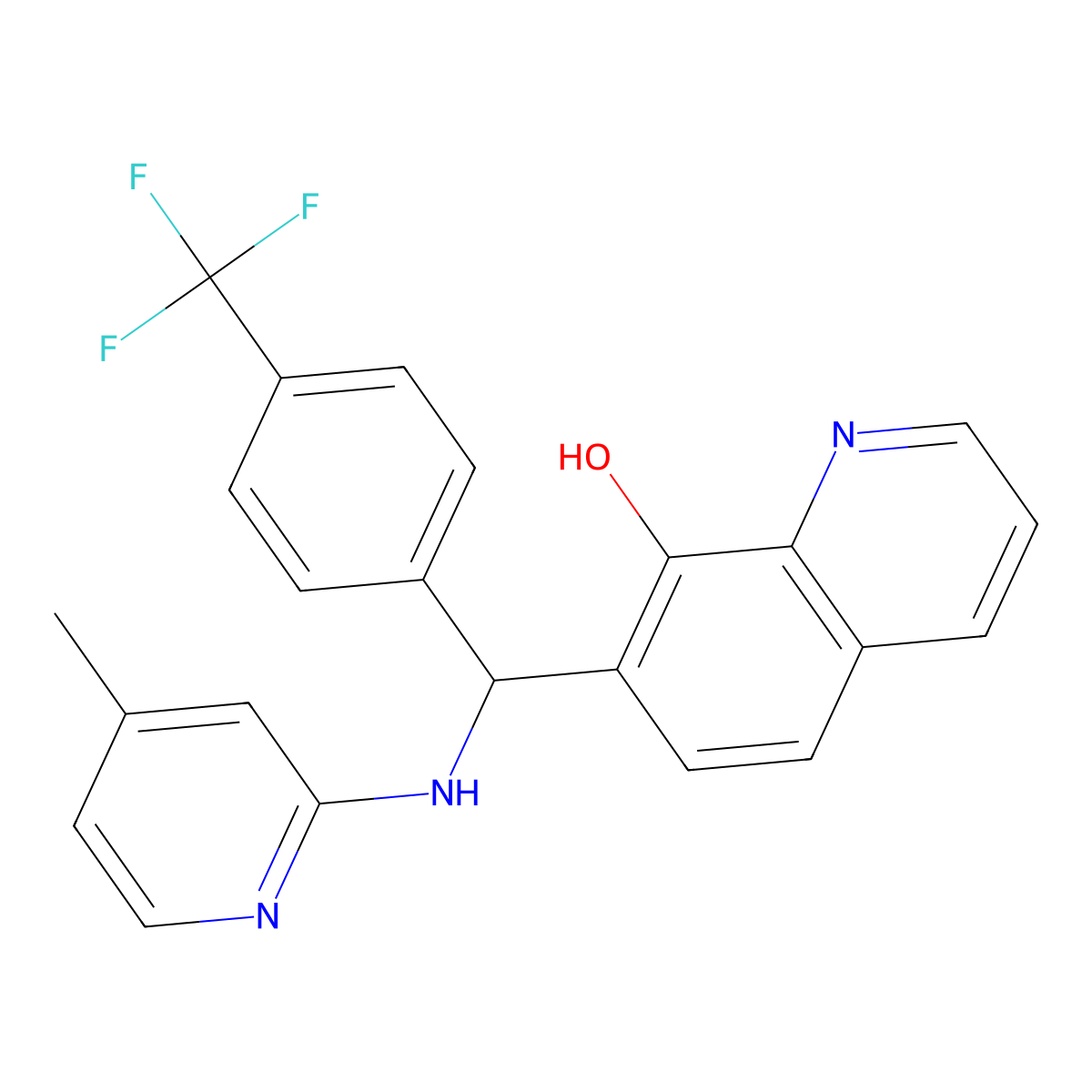 7-{[(4-Methylpyridin-2-yl)amino][4-(trifluoromethyl)phenyl]methyl}quinolin-8-ol molecular structure, CAS 315234-85-6