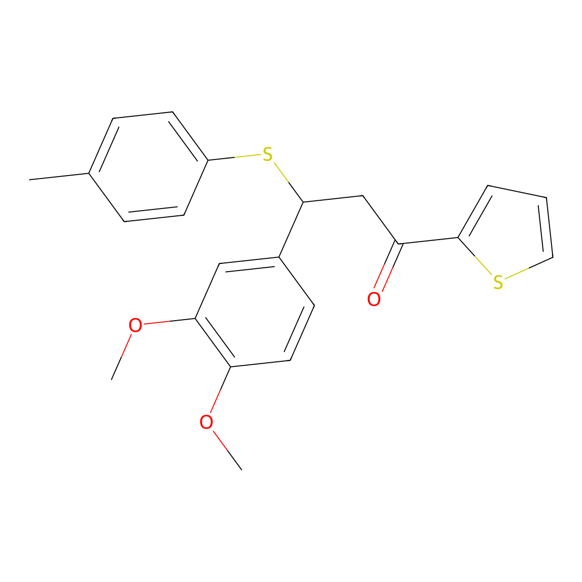 3-(3,4-Dimethoxyphenyl)-3-[(4-methylphenyl)sulfanyl]-1-(thiophen-2-yl)propan-1-one molecular structure, CAS 315234-99-2