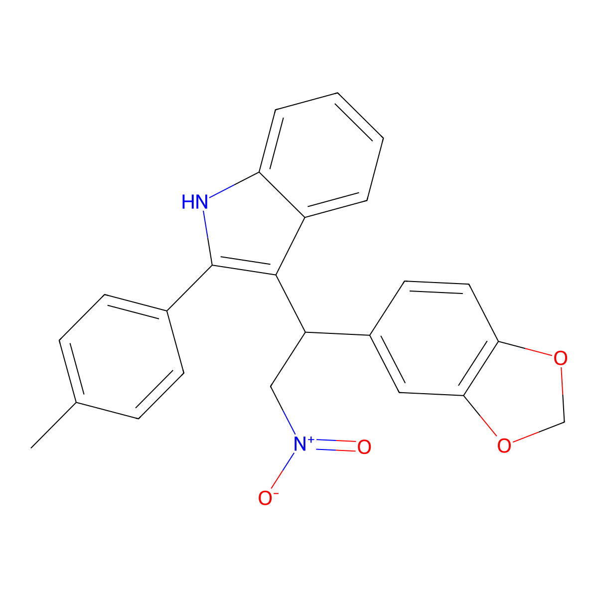 3-[1-(1,3-benzodioxol-5-yl)-2-nitroethyl]-2-(4-methylphenyl)-1H-indole molecular structure, CAS 315235-05-3