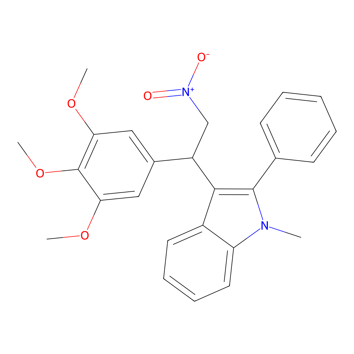 1-methyl-3-[2-nitro-1-(3,4,5-trimethoxyphenyl)ethyl]-2-phenyl-1H-indole molecular structure, CAS 315235-09-7