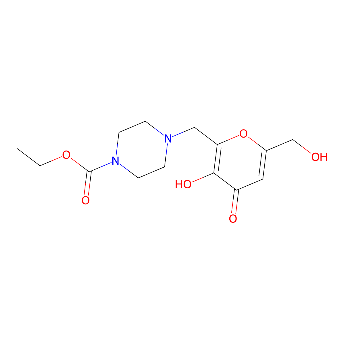 ethyl 4-{[3-hydroxy-6-(hydroxymethyl)-4-oxo-4H-pyran-2-yl]methyl}piperazine-1-carboxylate molecular structure, CAS 315235-13-3