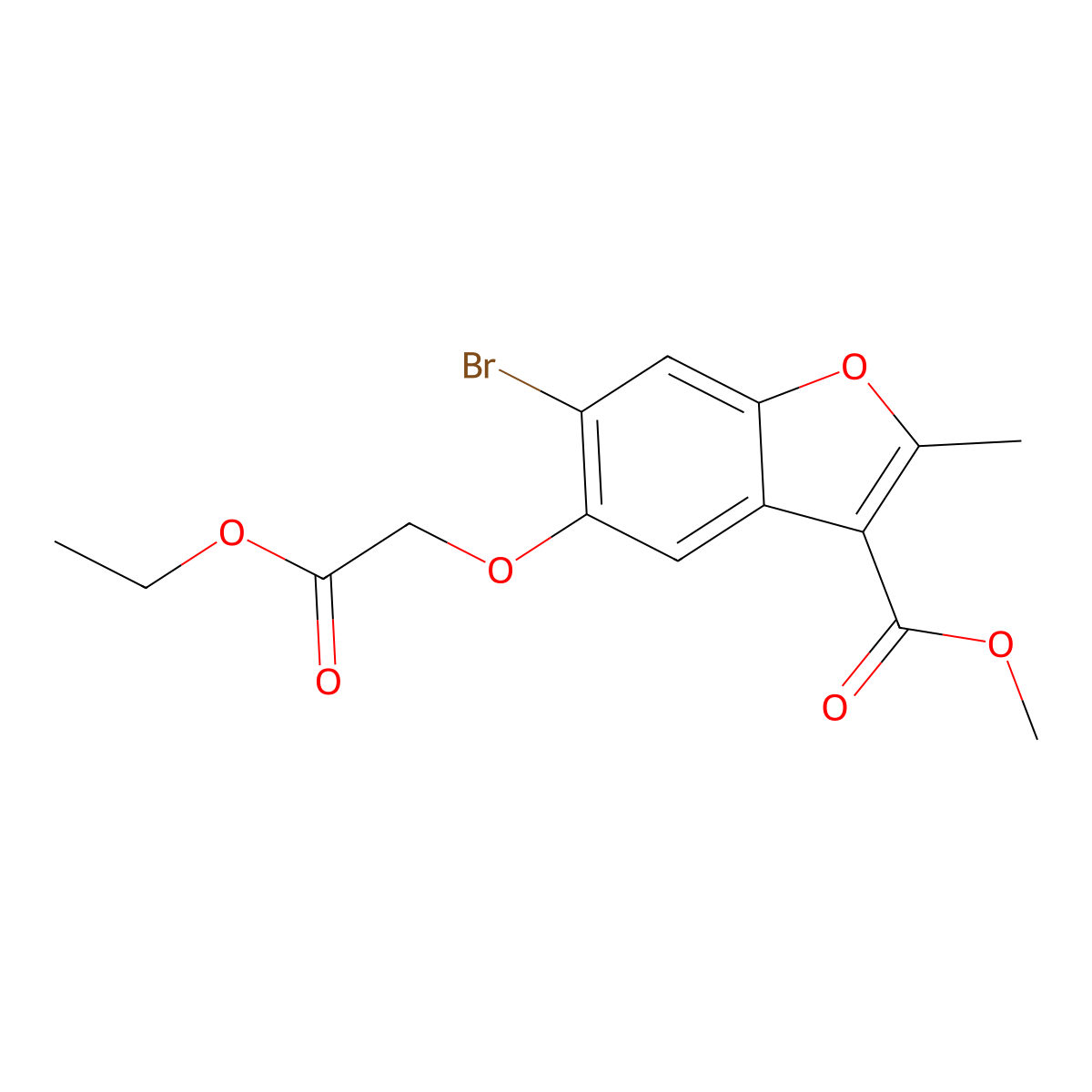 Methyl 6-bromo-5-(2-ethoxy-2-oxoethoxy)-2-methyl-1-benzofuran-3-carboxylate molecular structure, CAS 315237-08-2