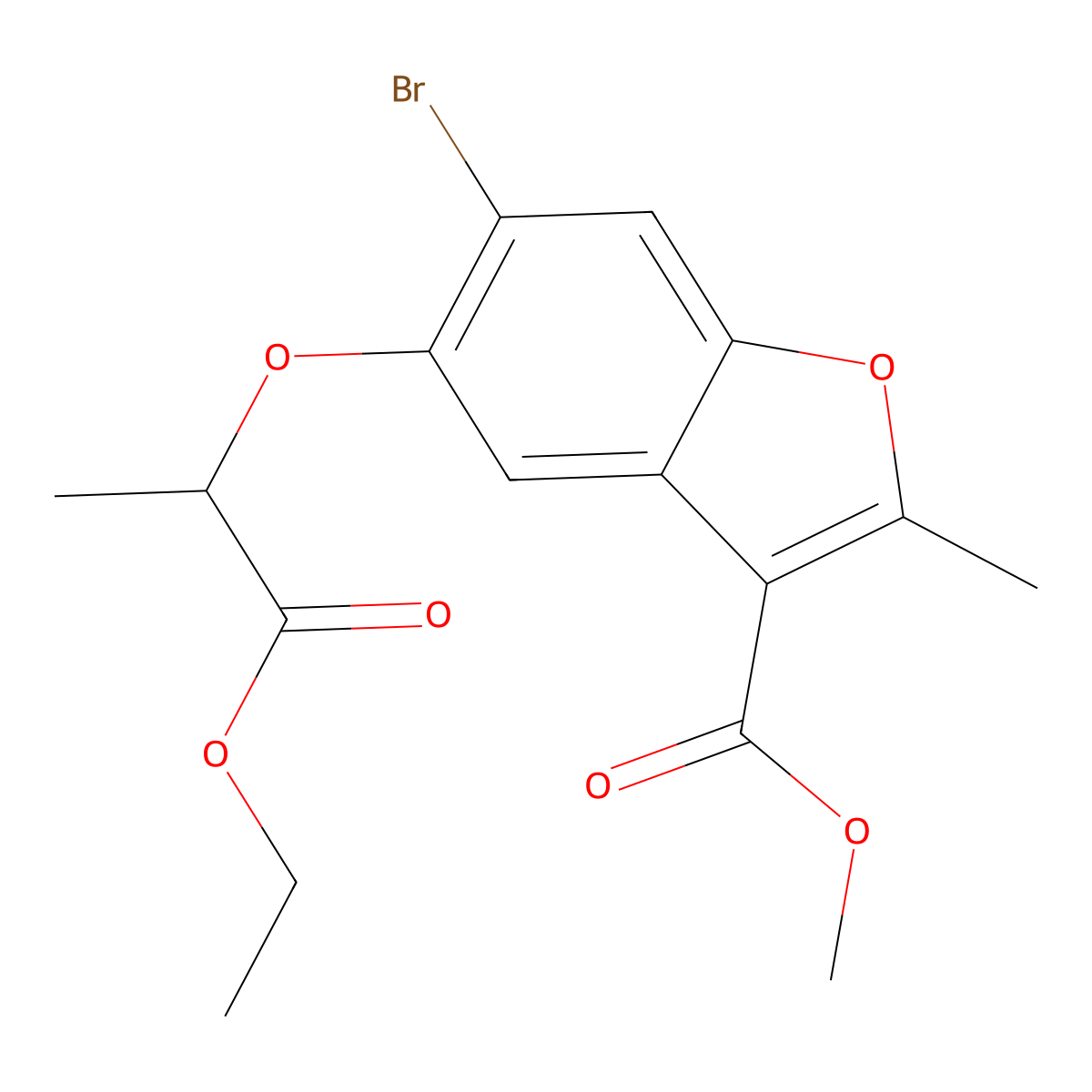 Methyl 6-bromo-5-[(1-ethoxy-1-oxopropan-2-yl)oxy]-2-methyl-1-benzofuran-3-carboxylate molecular structure, CAS 315237-12-8