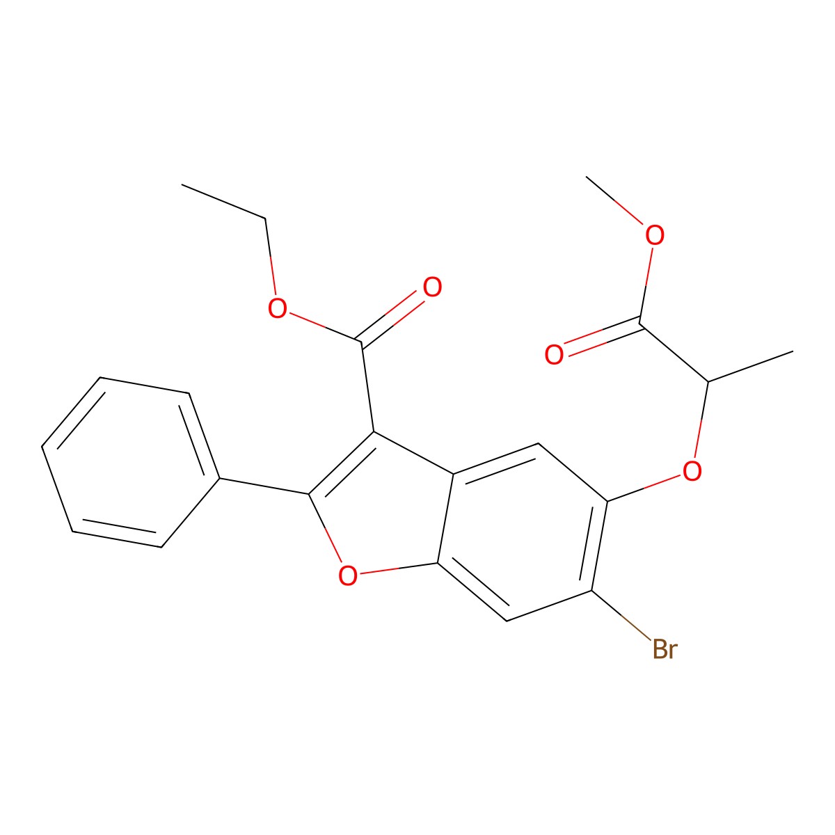 Ethyl 6-bromo-5-[(1-methoxy-1-oxopropan-2-yl)oxy]-2-phenyl-1-benzofuran-3-carboxylate molecular structure, CAS 315237-27-5