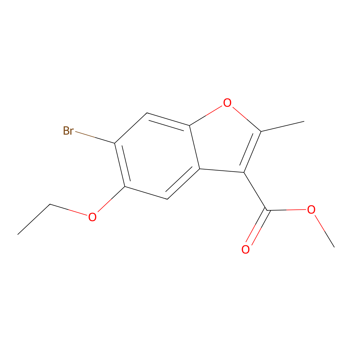 Methyl 6-bromo-5-ethoxy-2-methyl-1-benzofuran-3-carboxylate molecular structure, CAS 315237-32-2