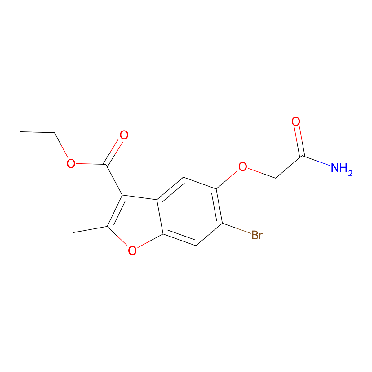 Ethyl 5-(2-amino-2-oxoethoxy)-6-bromo-2-methyl-1-benzofuran-3-carboxylate molecular structure, CAS 315237-35-5