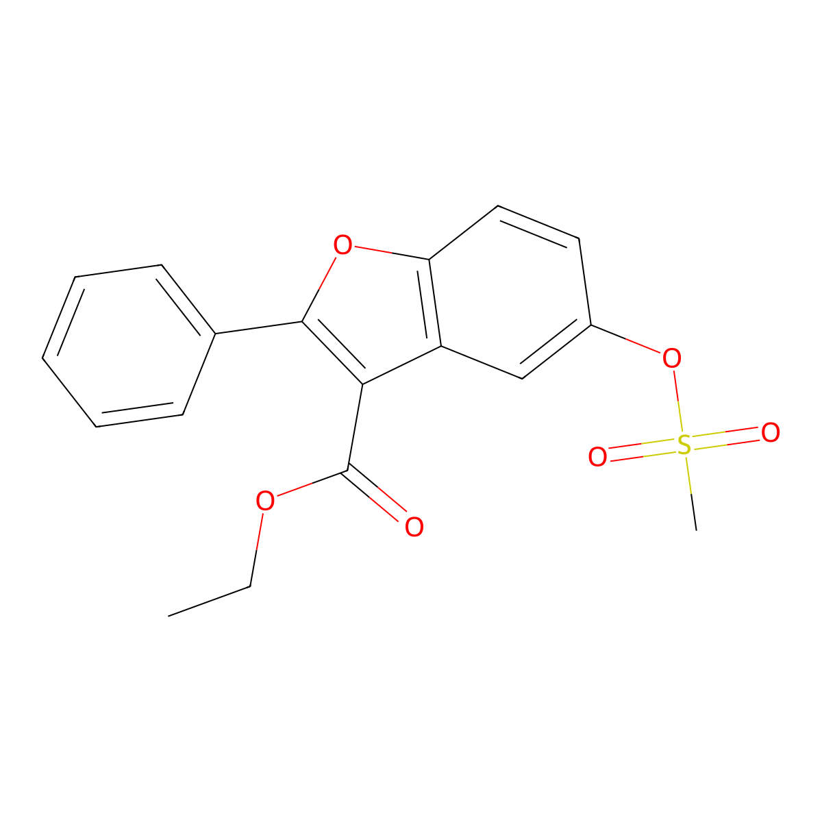 Ethyl 5-(methanesulfonyloxy)-2-phenyl-1-benzofuran-3-carboxylate molecular structure, CAS 315237-40-2