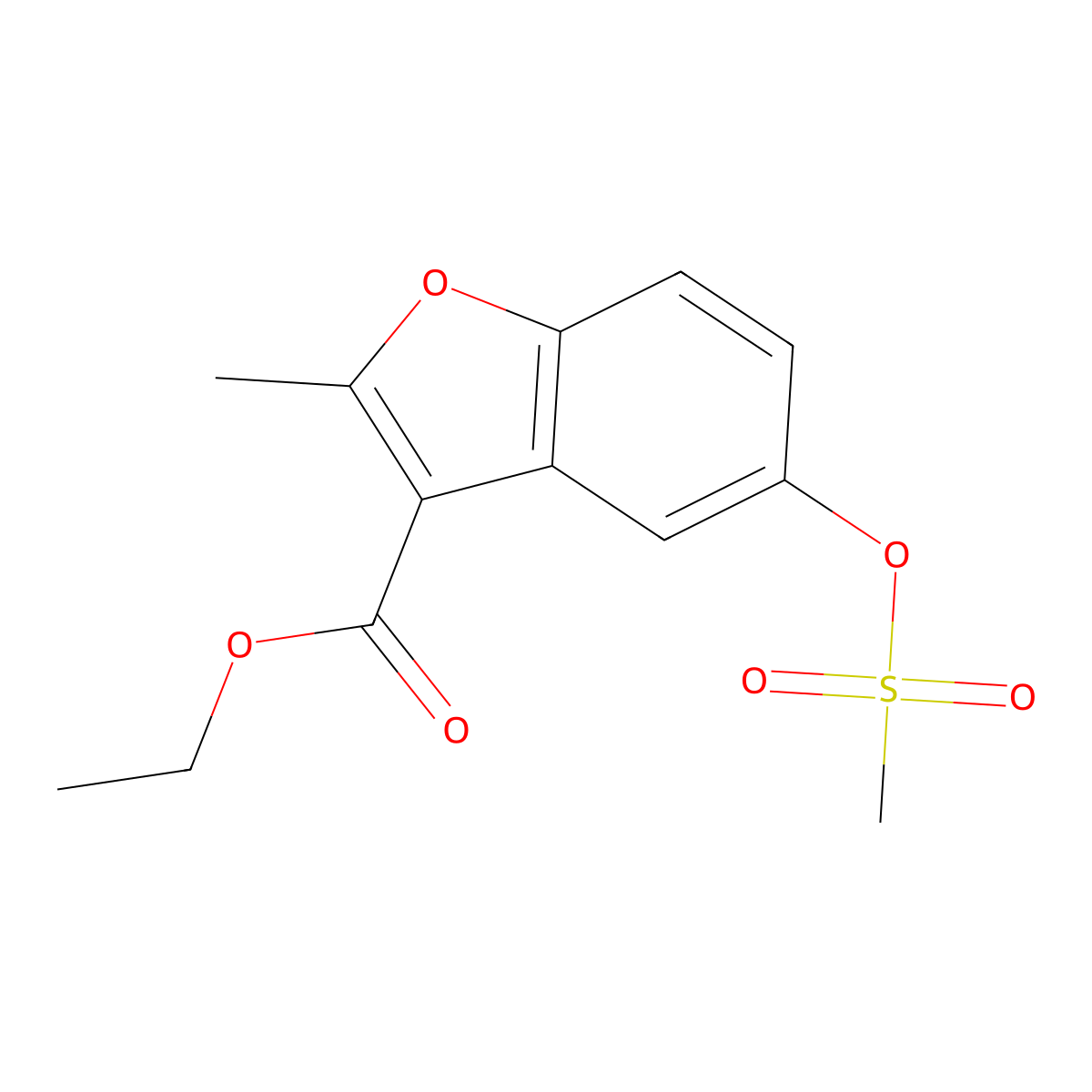 Ethyl 5-(methanesulfonyloxy)-2-methyl-1-benzofuran-3-carboxylate molecular structure, CAS 315237-46-8