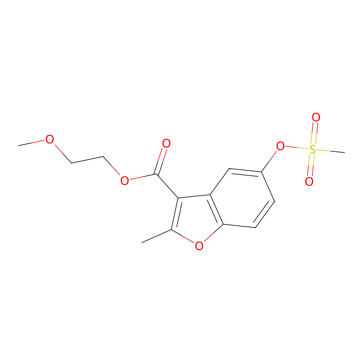 2-Methoxyethyl 5-(methanesulfonyloxy)-2-methyl-1-benzofuran-3-carboxylate molecular structure, CAS 315237-47-9