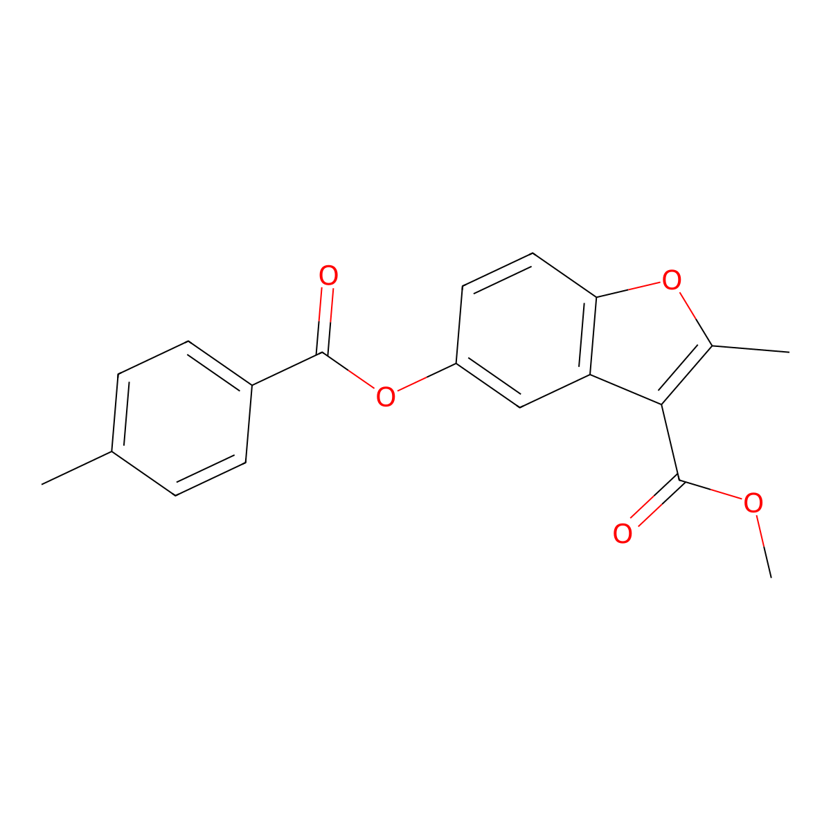 Methyl 2-methyl-5-(4-methylbenzoyloxy)-1-benzofuran-3-carboxylate molecular structure, CAS 315237-50-4