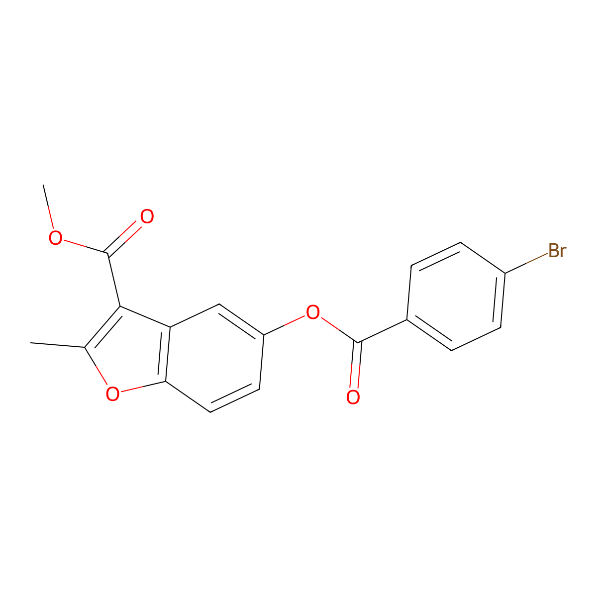 Methyl 5-[(4-bromobenzoyl)oxy]-2-methyl-1-benzofuran-3-carboxylate molecular structure, CAS 315237-56-0