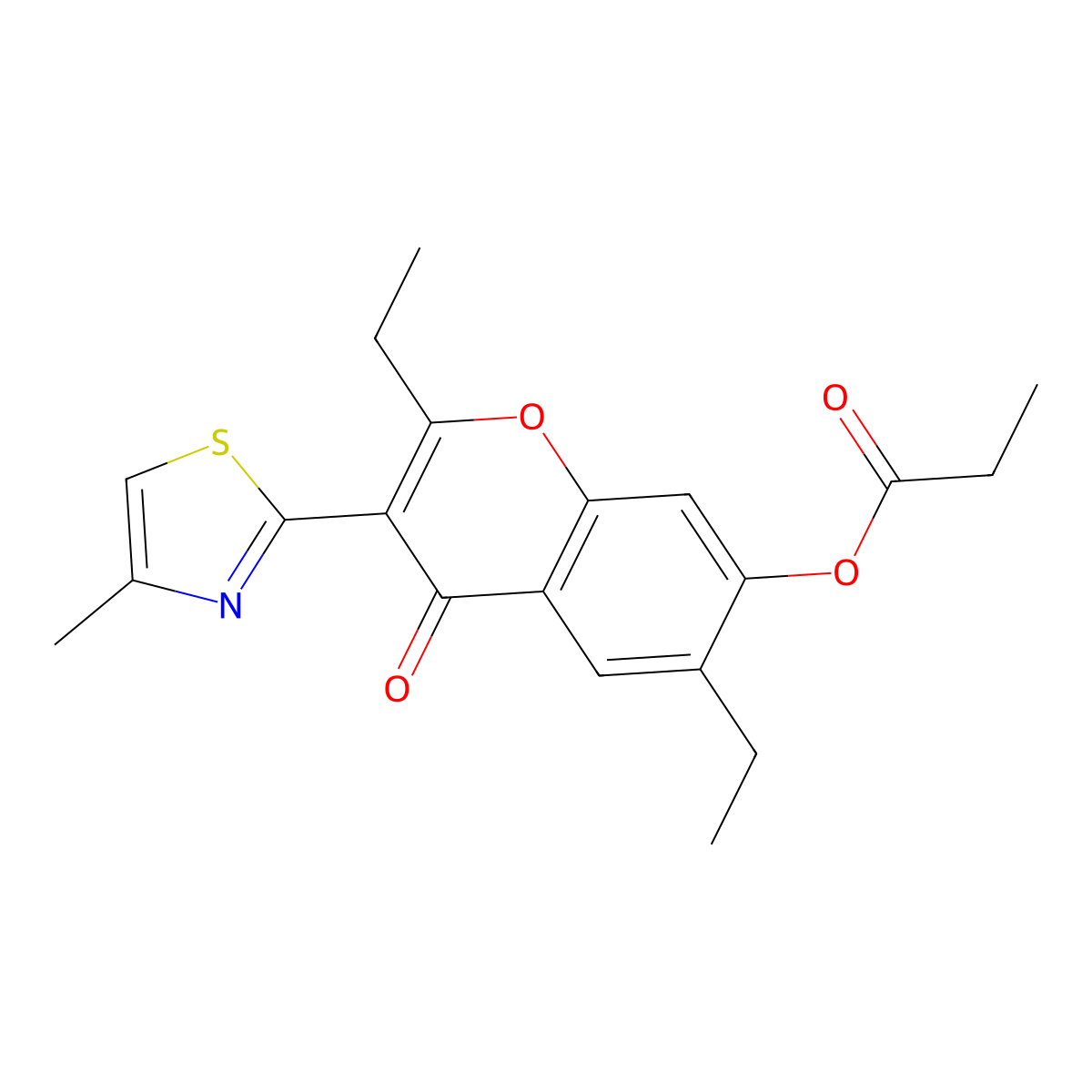 2,6-diethyl-3-(4-methylthiazol-2-yl)-4-oxo-4H-chromen-7-yl propionate molecular structure, CAS 315237-70-8